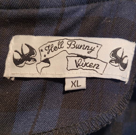 Hell Bunny Vixen 'Doralee' collared pencil dress in navt/black tartan (UK XL) - Picture 4 of 8